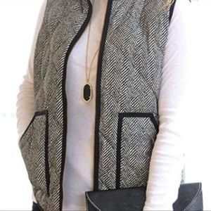 MEROKEETY QUILTED HERRINGBONE POCKETS STRIPE PUFFER VEST NWT